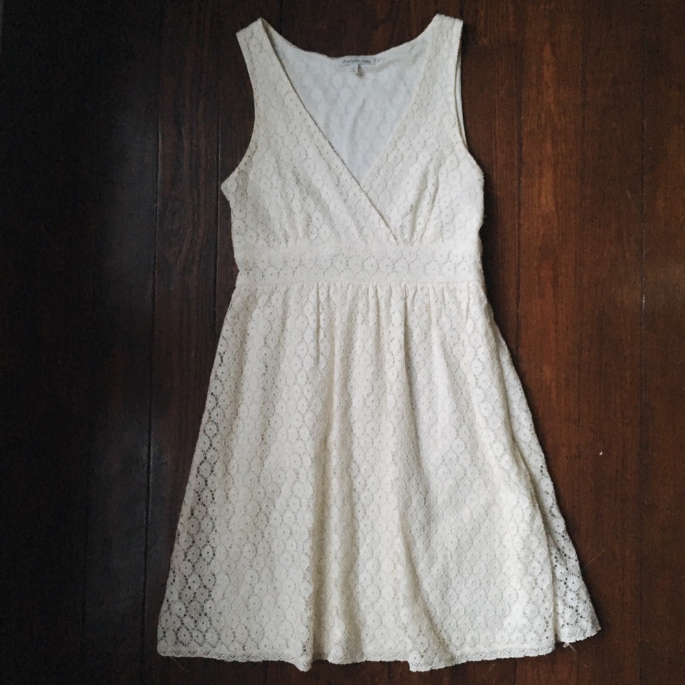 Charlotte Russe Eyelet Sundress – Ivory, Medium